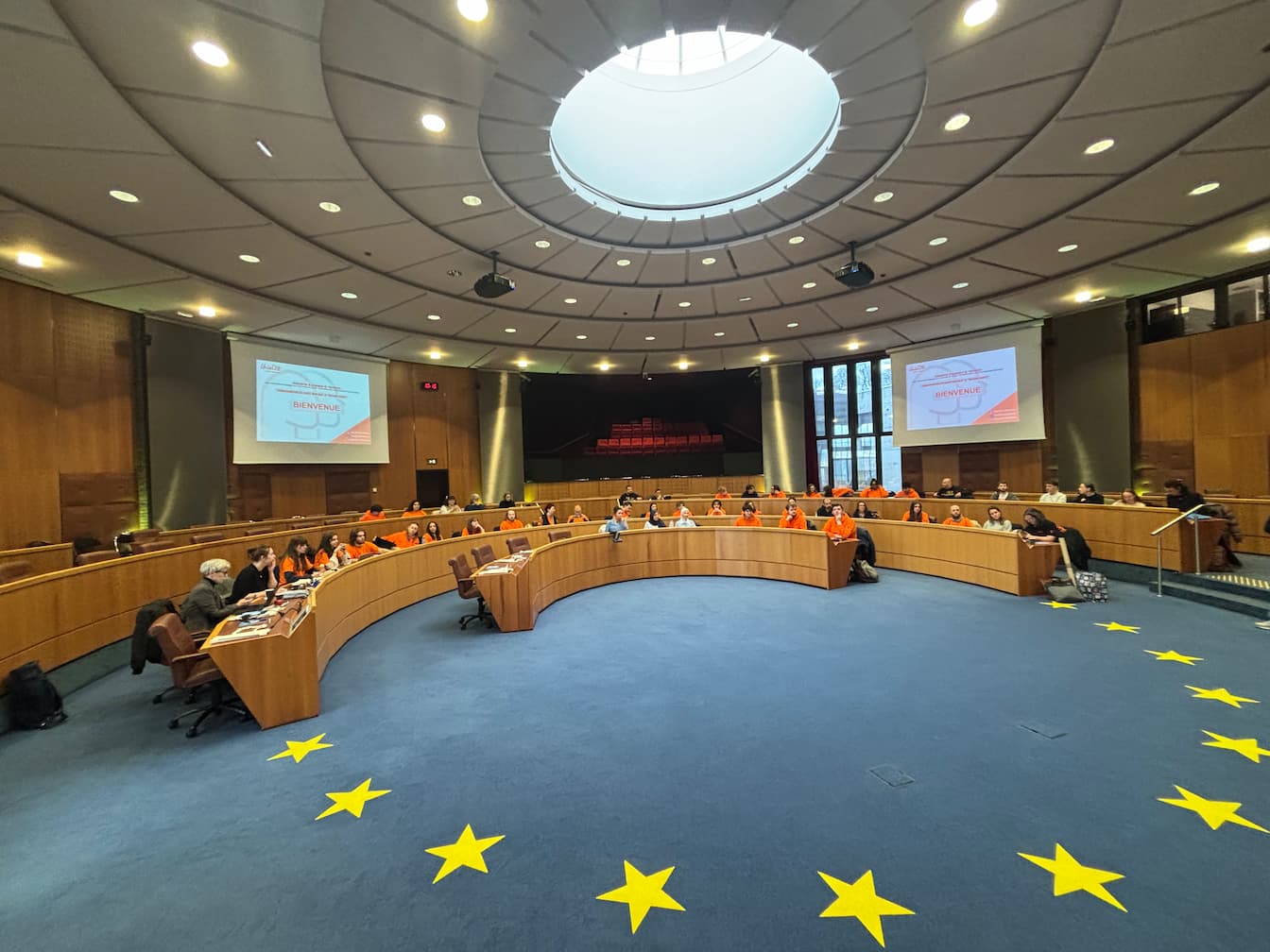 La salle plénière de l'Hôtel du Département du pas-de-Calais à Arras. Véronique Salman, pscyhanalyste, a donné une conférence devant les Volontaires engagés dans des missions de Service Civique.